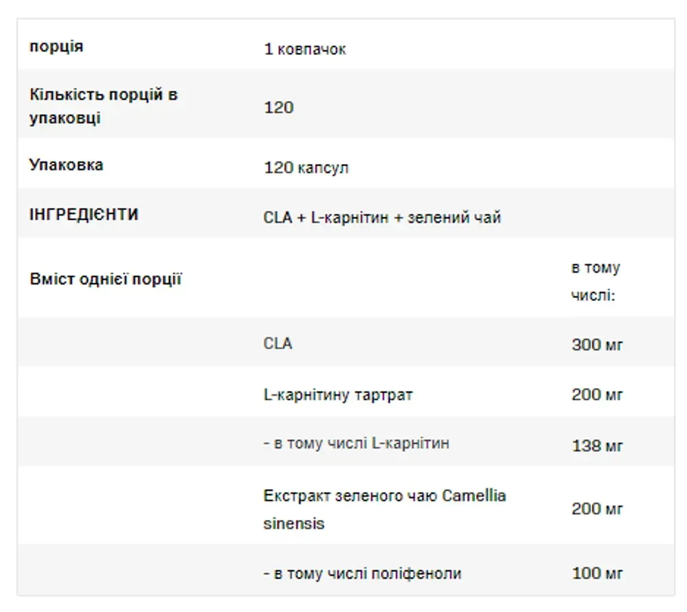 CLA + L-Carnitine + Green Tea - 120cap