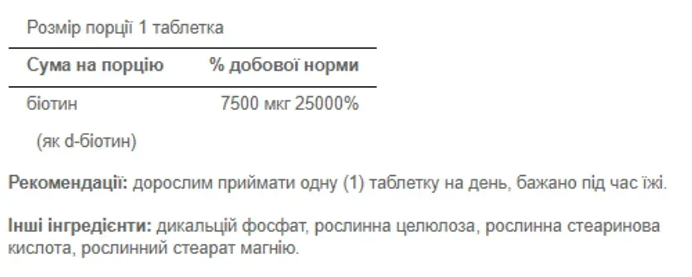 Biotin 7500 mcg - 50 tab