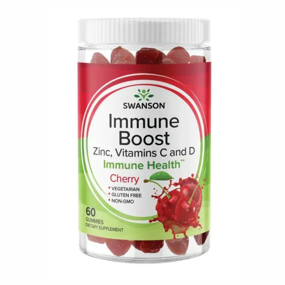 Swanson Immune Boost with Acerola,Zinc,Vitamins C and D - 60 Gummies Cherry, Вишня