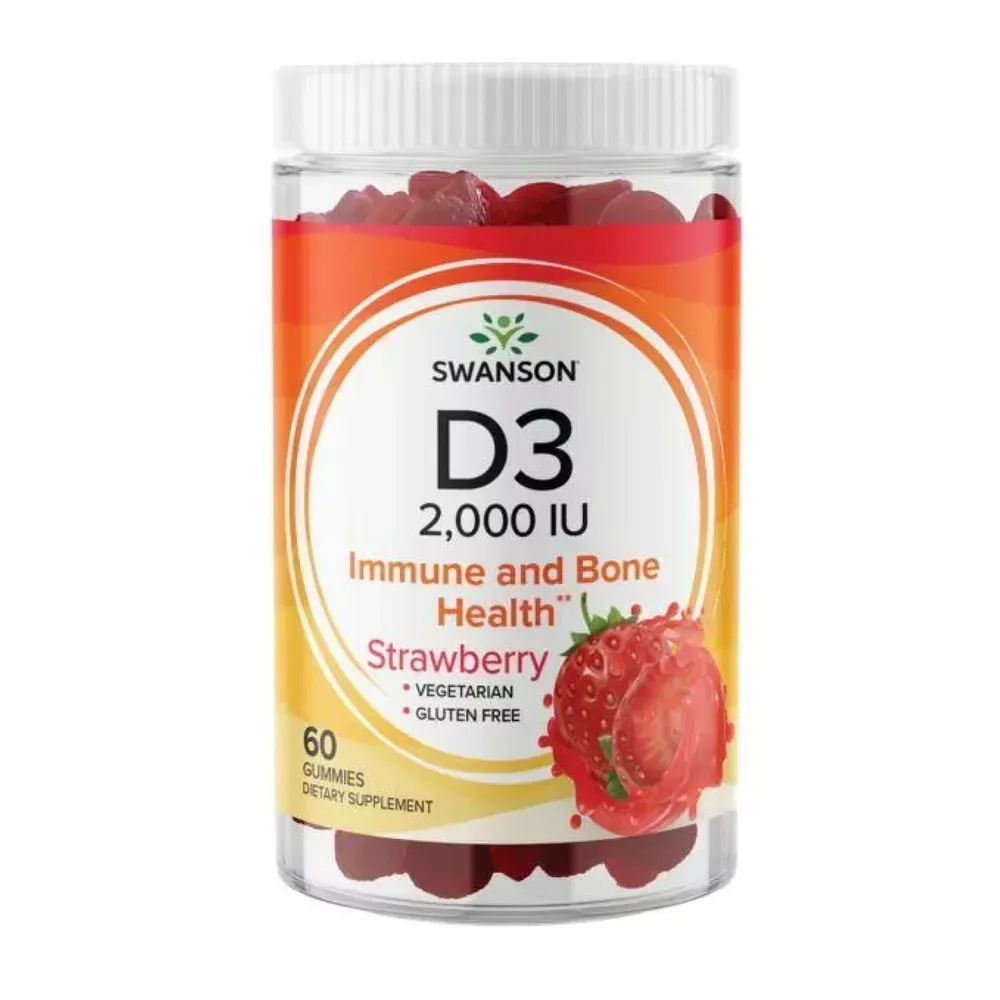 Swanson D3 2000IU Strawberry - 60 Gummies