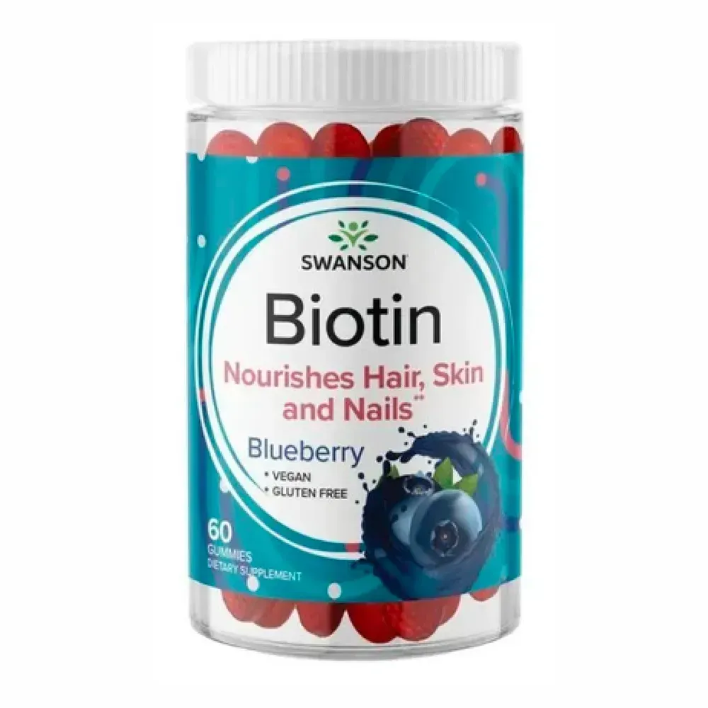 Swanson Biotin - 60 Gummies Blueberry, Чорниця