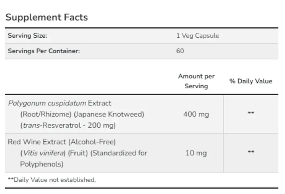 Resveratrol 200 mg - 60 vcaps
