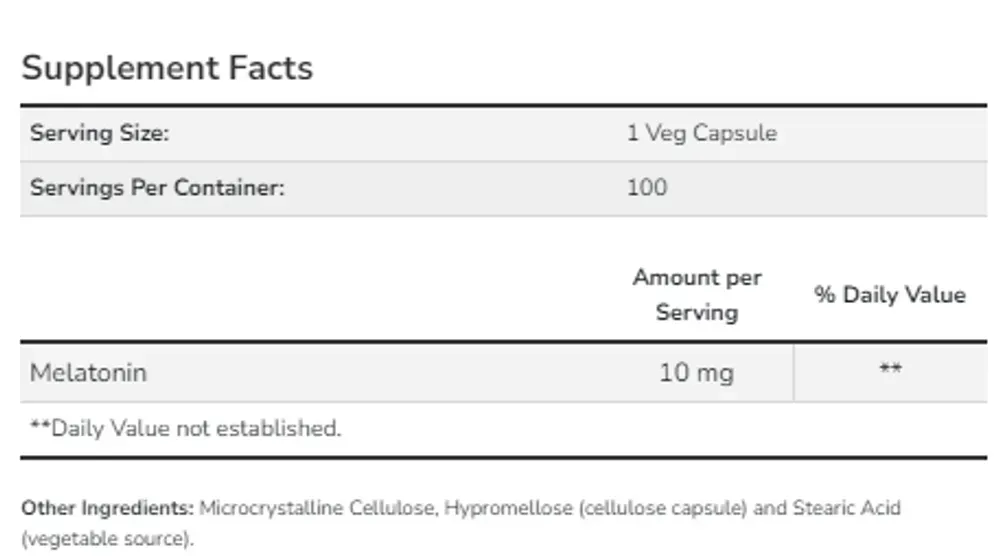 Melatonin 10 mg - 100 vcaps