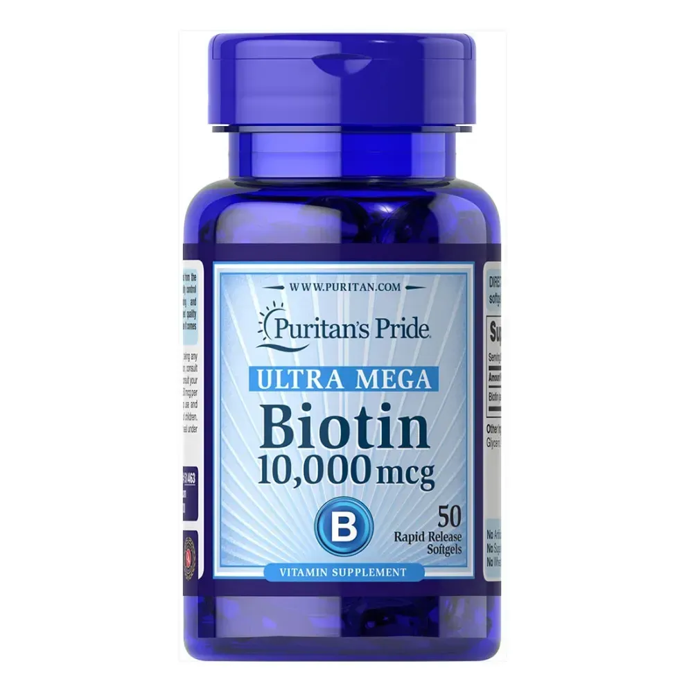Biotin, 10000 мкг, упаковка на 50 капсул