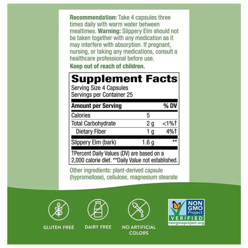 Slippery Elm Bark - 100 vcaps