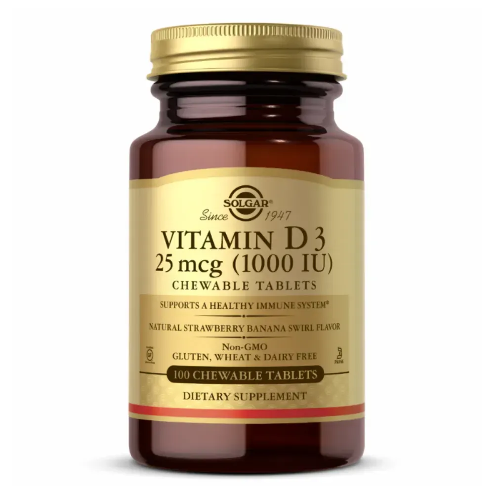 Vitamin D3 25 mcg (1000 IU) Chewable Strawberry Banana Swirl - 100 Chewables