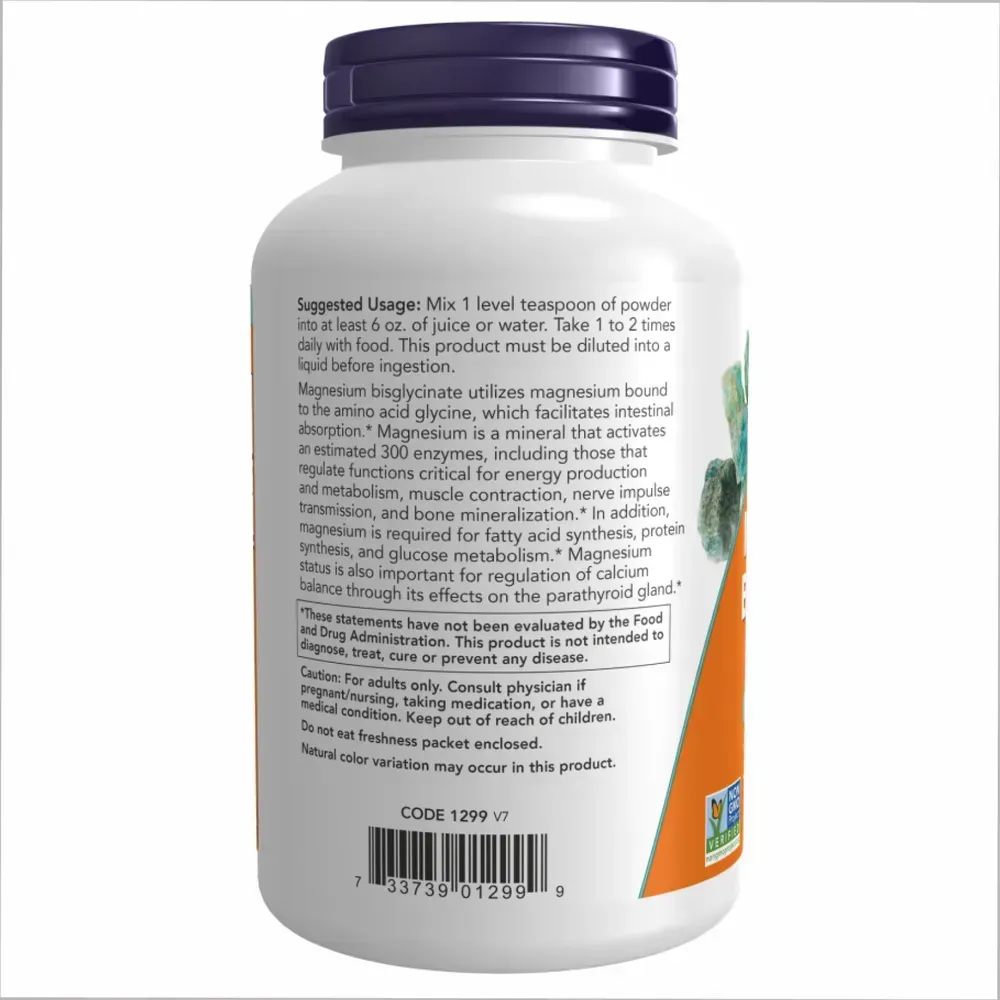 NOW Foods Magnesium Bisglycinate Powder - 8 oz., фото 3