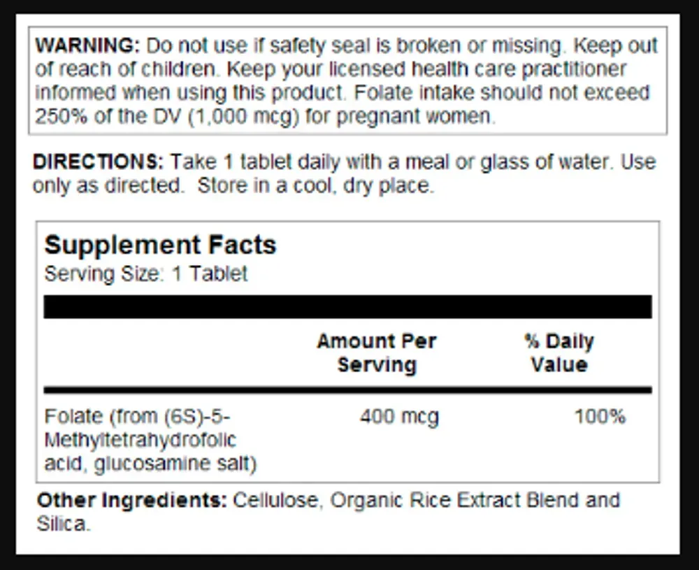 Methyl Folate 400mcg - 90 tabs