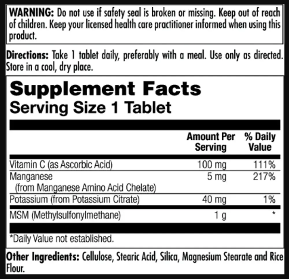 MSM 1000mg - 80 tabs