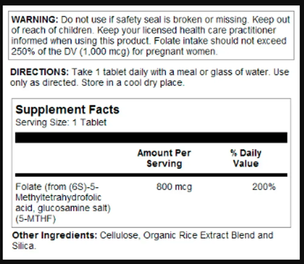 Methyl Folate 800mcg - 90 tabs