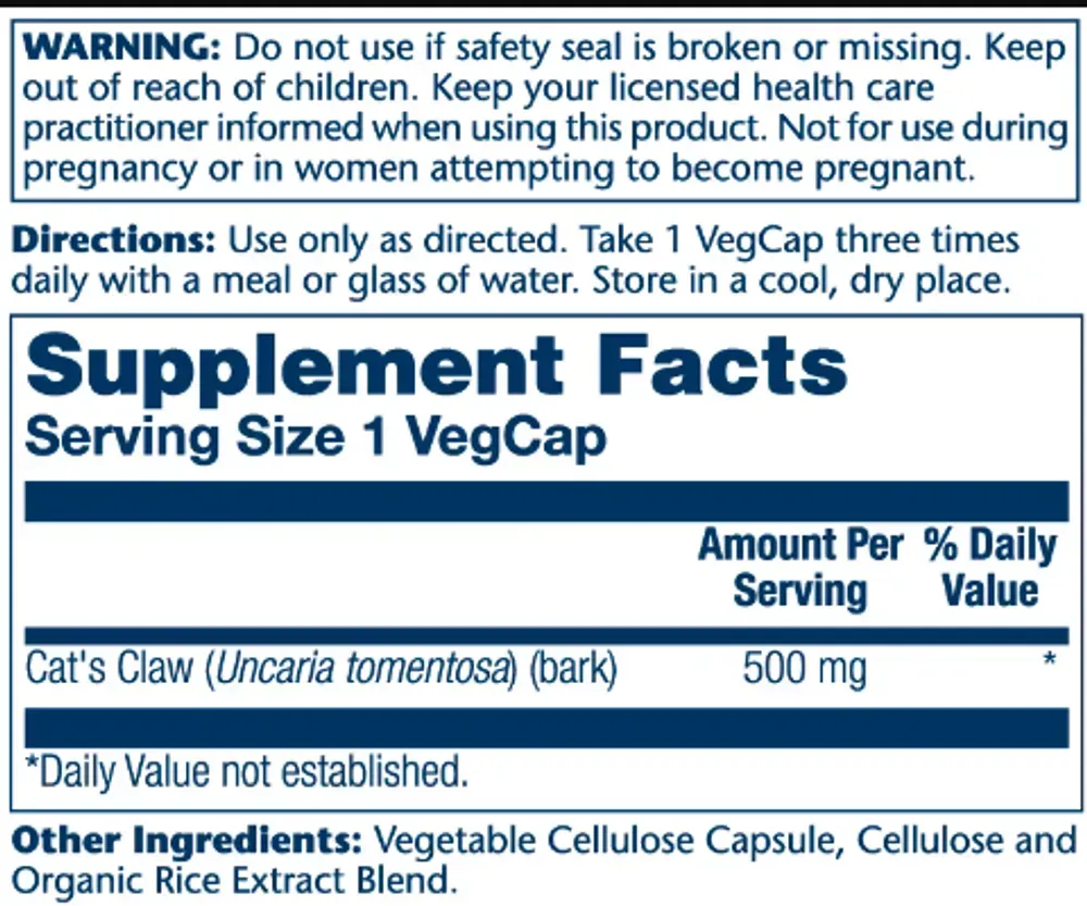 Cat's Claw 500mg - 100 vcaps