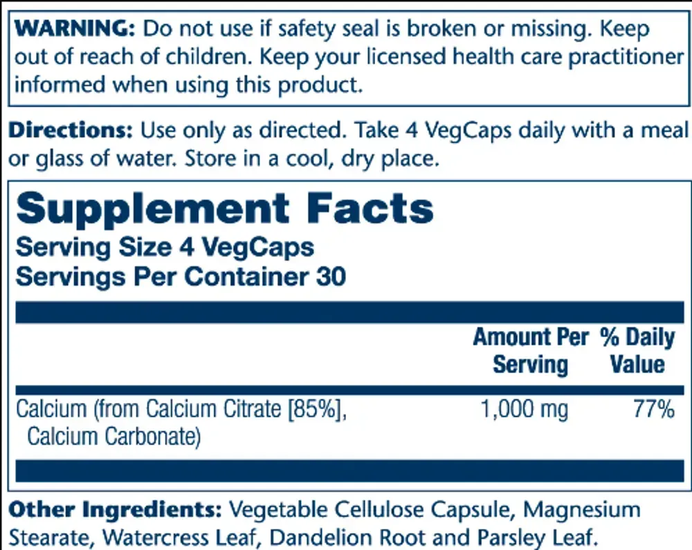 Calcium Citrate 1000mg - 120 vcaps