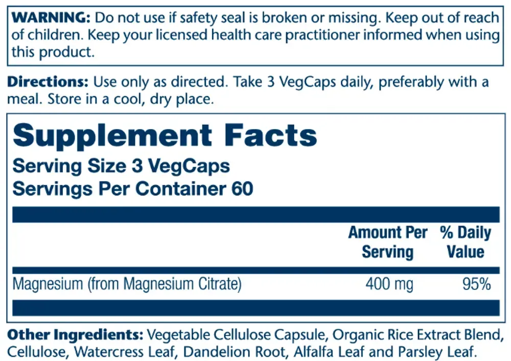 Magnesium Citrate 400mg - 180 vcaps