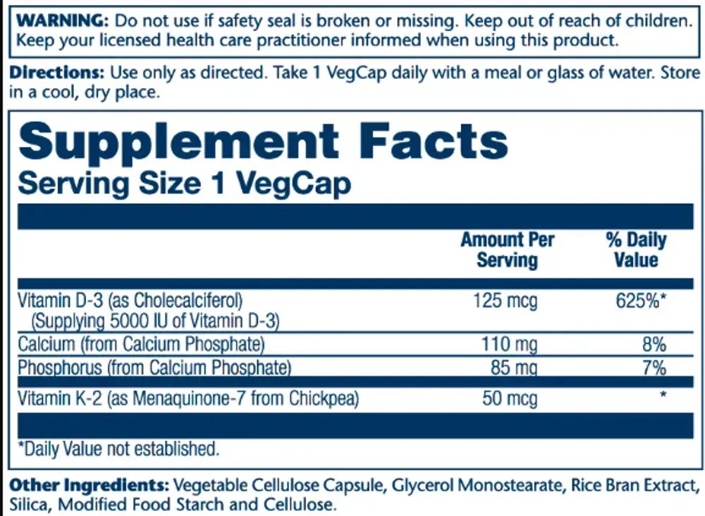 Vitamin D-3 & K-2 - 60 vcaps