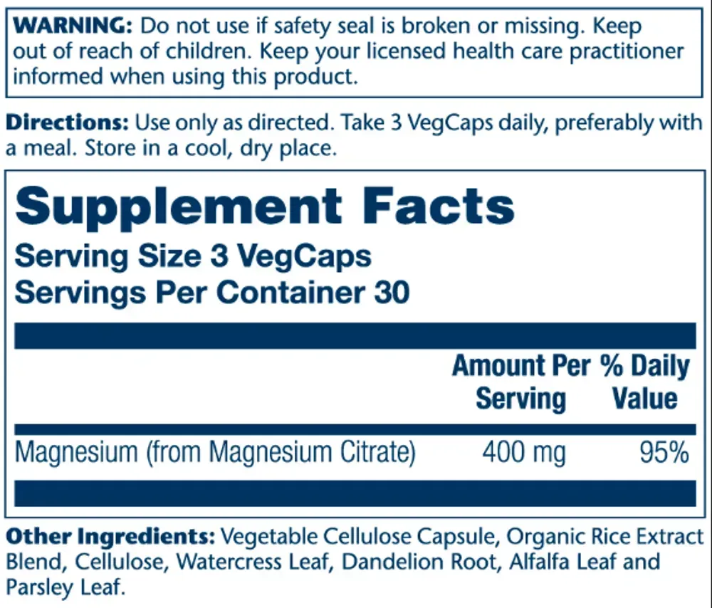 Magnesium Citrate 400mg - 90 vcaps