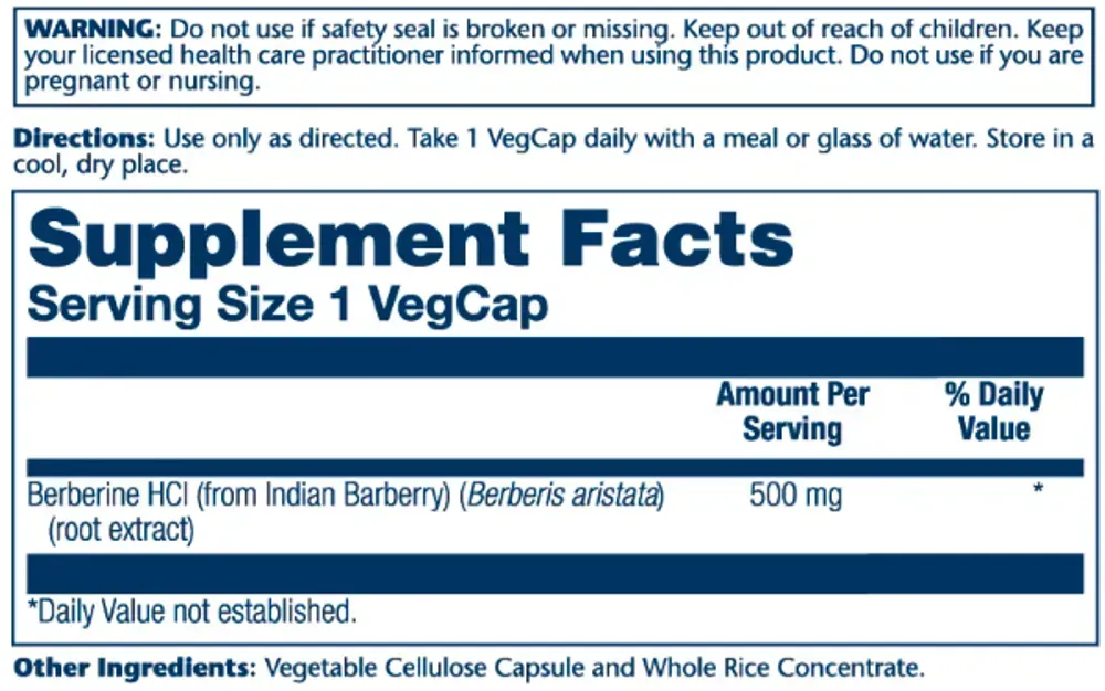 Berberine from Indian Barberry 500mg - 60 vcaps
