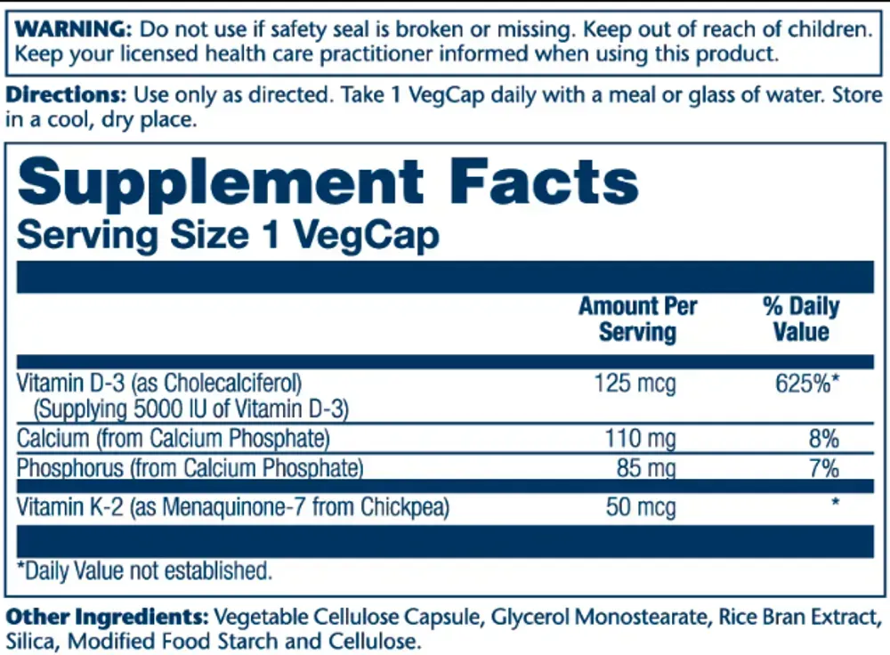 Vitamin D-3 & K-2 - 120 vcaps