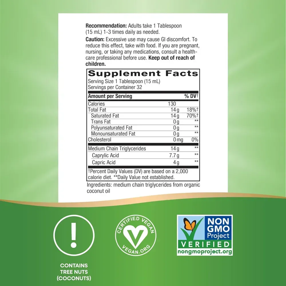 Nature's Way 100% Organic MCT Oil - 16 oz, фото 2