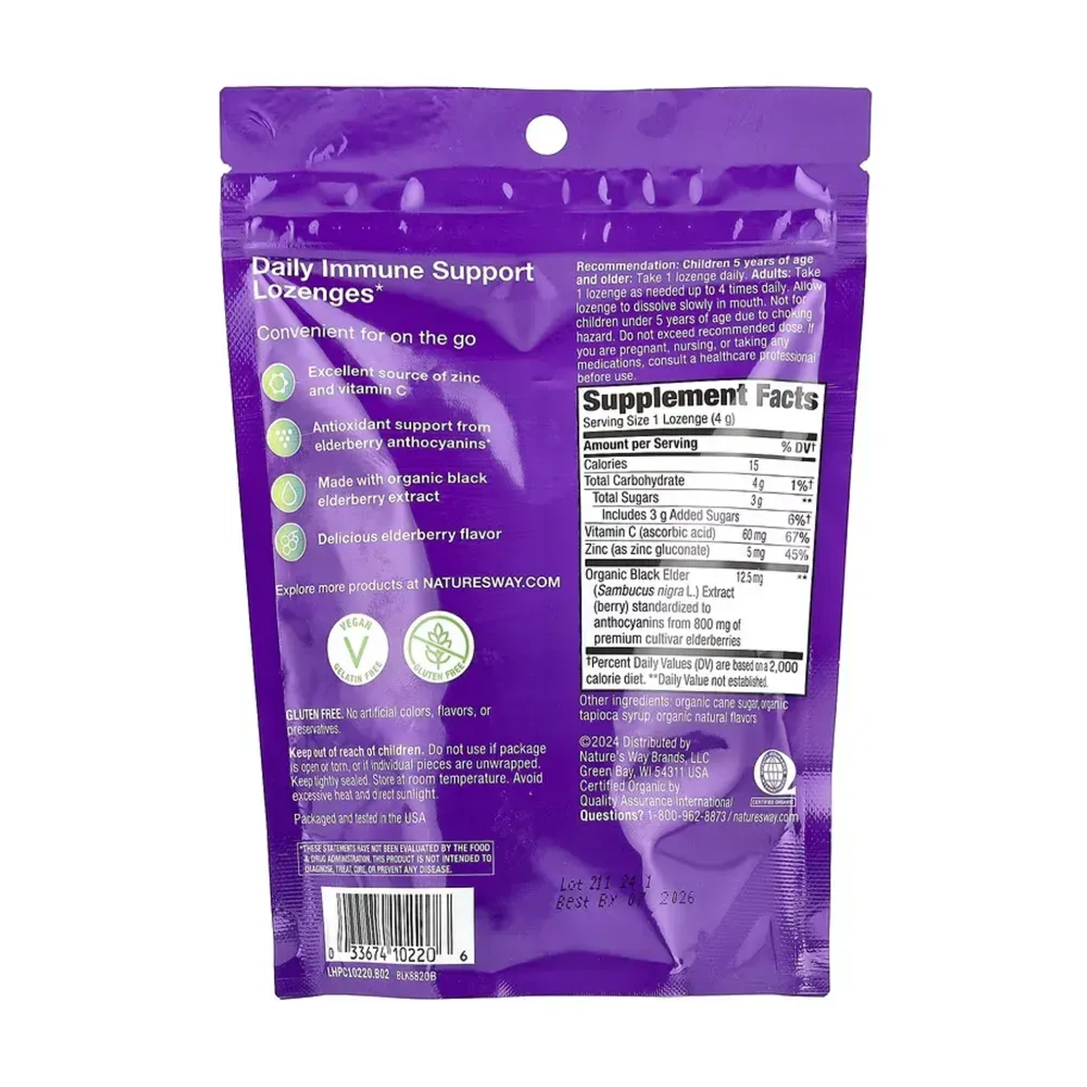 Nature's Way Sambucus Organic Zinc Lozenges - 24 cnt, фото 2