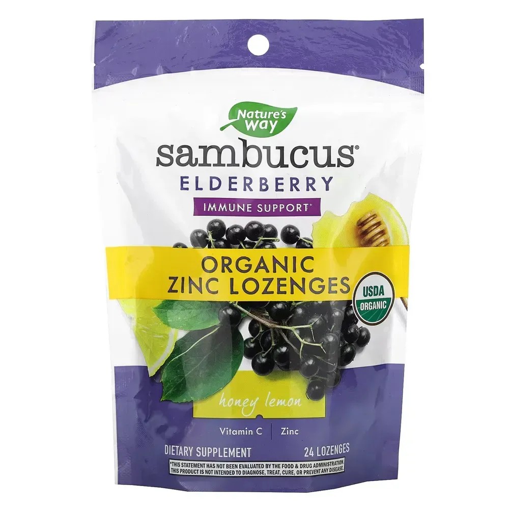 Nature's Way Sambucus Organic Honey Lemon Lozenge - 24ct