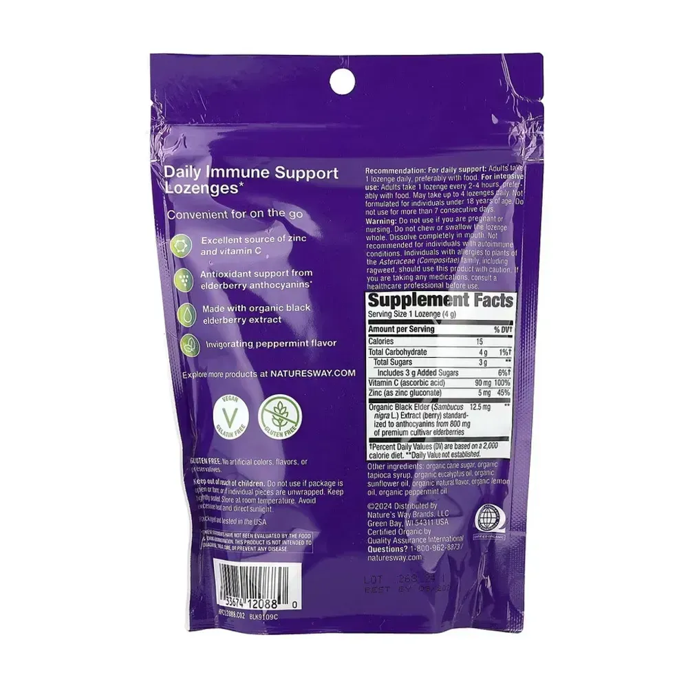 Nature's Way Sambucus Organic Lozenges Mint - 24 cnt, фото 2