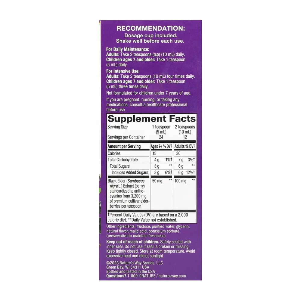 Nature's Way Sambucus Original Syrup - 4 oz, фото 2