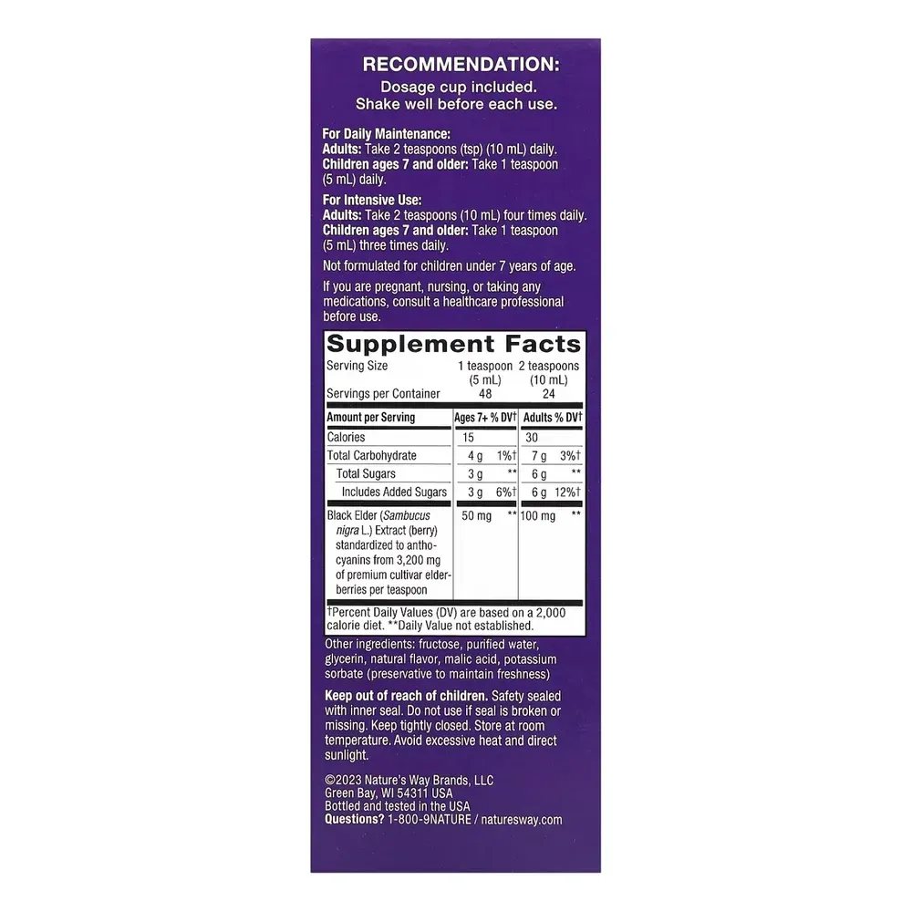 Nature's Way Sambucus Original Syrup - 8 oz, фото 2