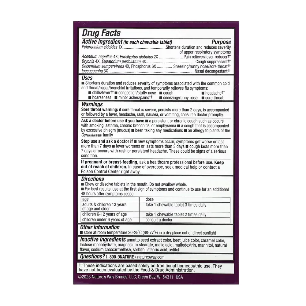 Nature's Way Umcka Cold & Flu Berry - 20 chew tabs, фото 2