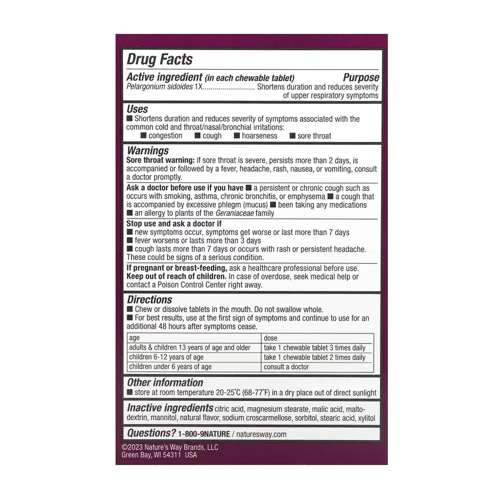 Nature's Way Umcka Coldcare Cherry Kids -10 chew tabs, фото 2