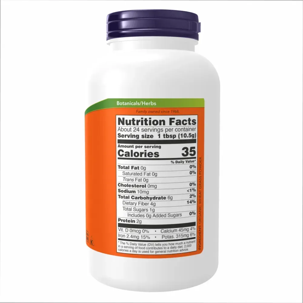 NOW Foods Wheat Grass Powder Organic - 9oz, фото 2