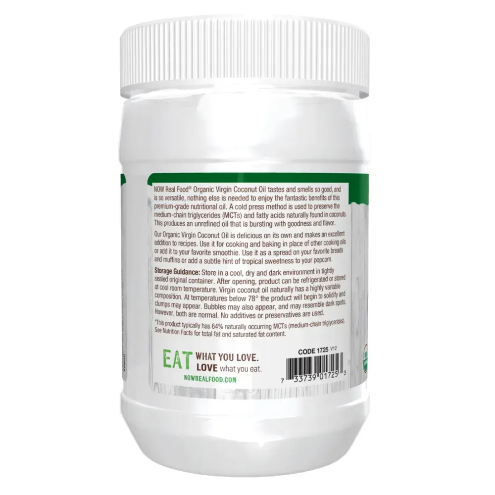 NOW Foods Organic Coconut Oil Virgin - 20 oz, фото 3