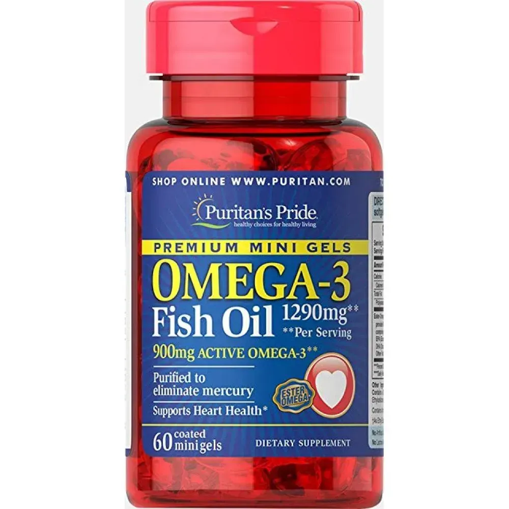 Omega-3 Fish Oil 1290 mg Mini Gels (900 mg Active Omega-3) - 60 softgels