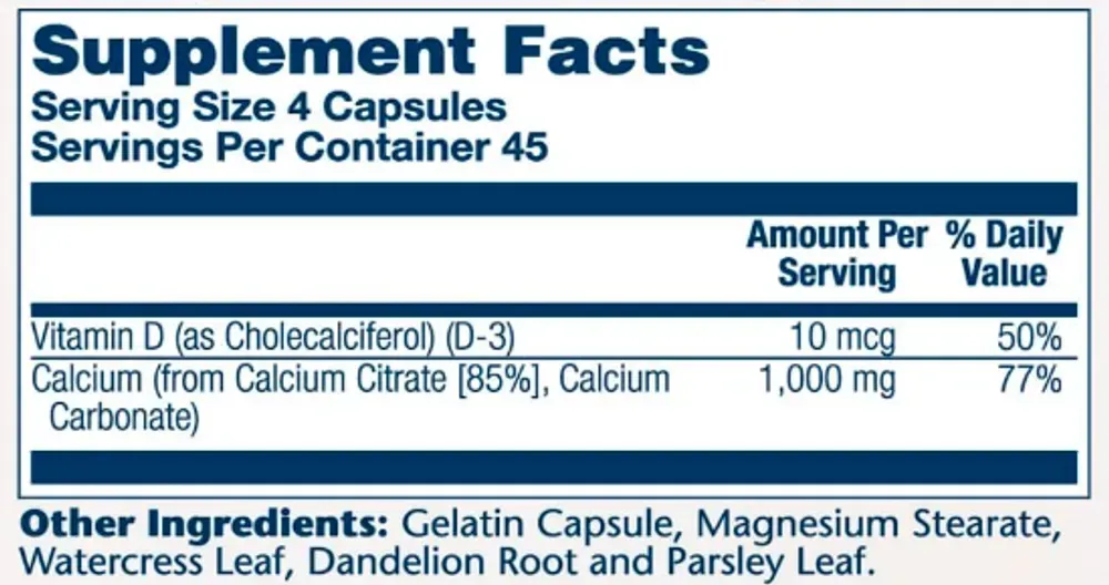 Calcium w/ D3 Citrate 1000mg - 90 caps