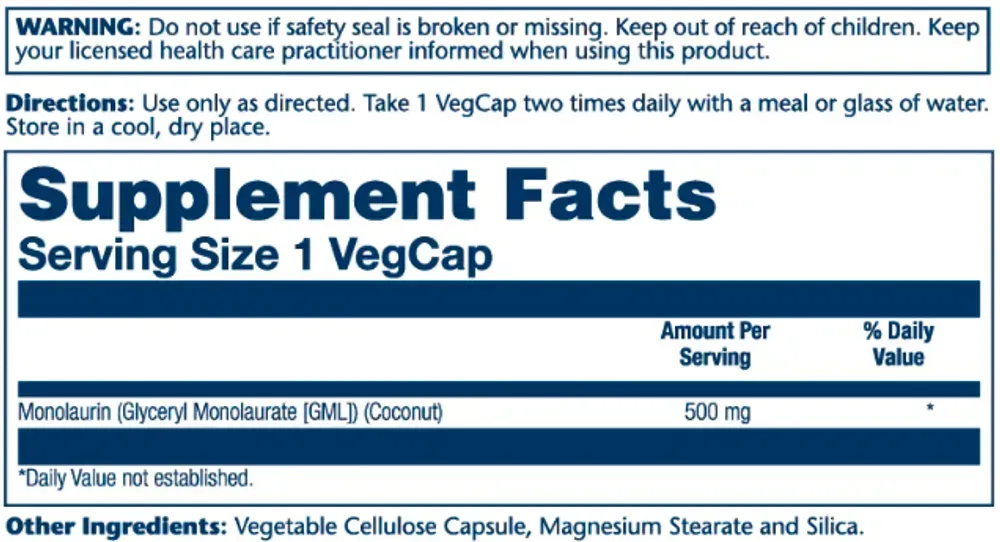 Monolaurin 500mg - 60 vcaps