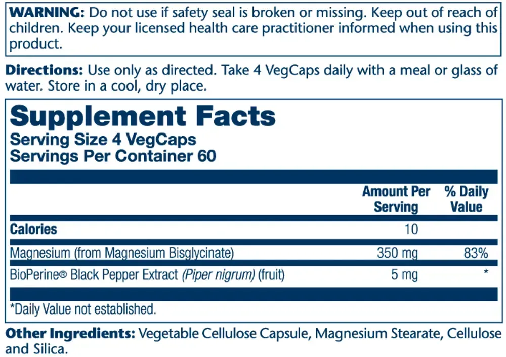 Magnesium Glycinate 350mg - 240 vcaps