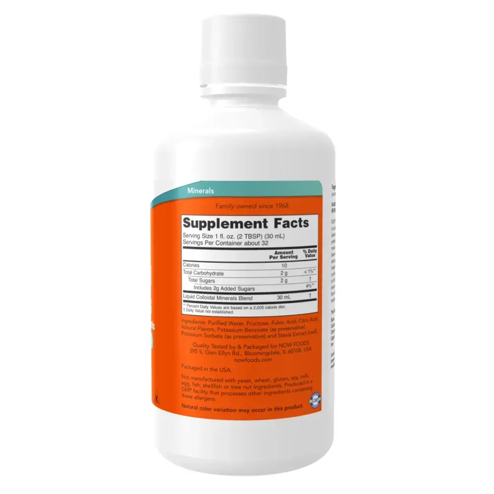 NOW Foods Colloidal Minerals Raspberry - 32oz, фото 2