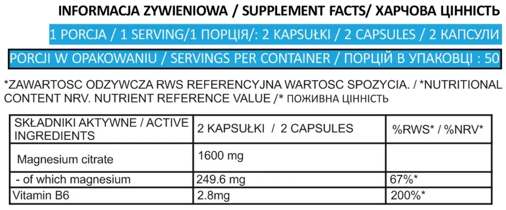 Magnesium Citrate - 100 caps