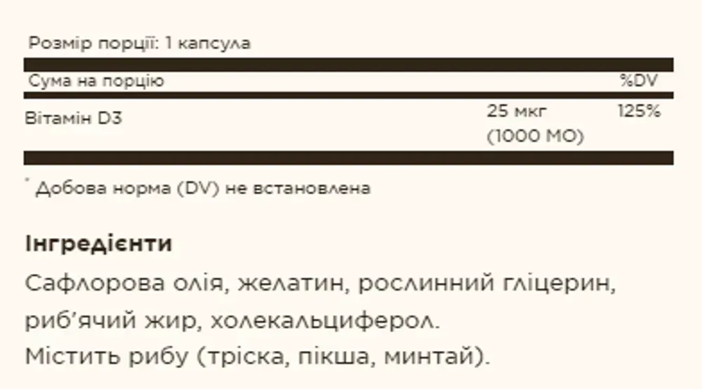 Vit D3 1000 IU - 250 softgels