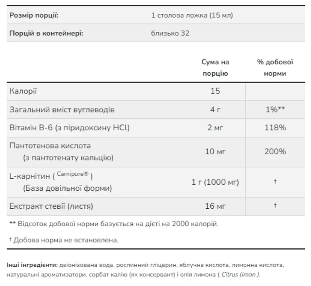Liquid L-Carnitine - 1000mg Citrus