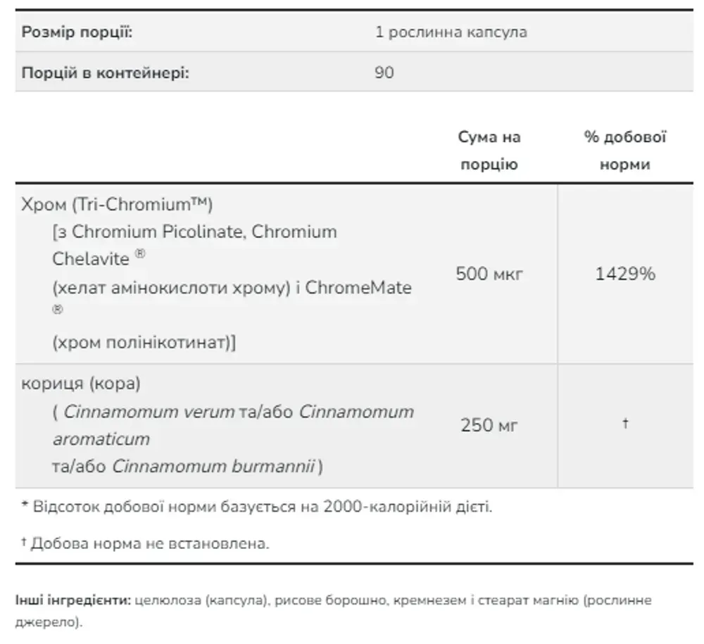 Tri-Chromium 500mcg - 90 vcaps