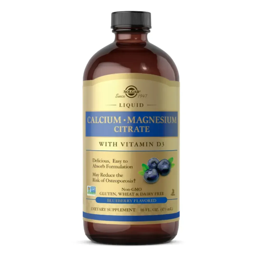 Solgar Liquid Calcium Magnesium Citrate with Vitamin D3 - 16 oz Natural Blueberry, Чорниця