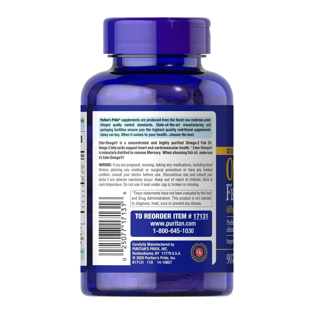 Double Strength Omega-3 Fish Oil 1200mg/600mg Omega-3 - 90 sgels