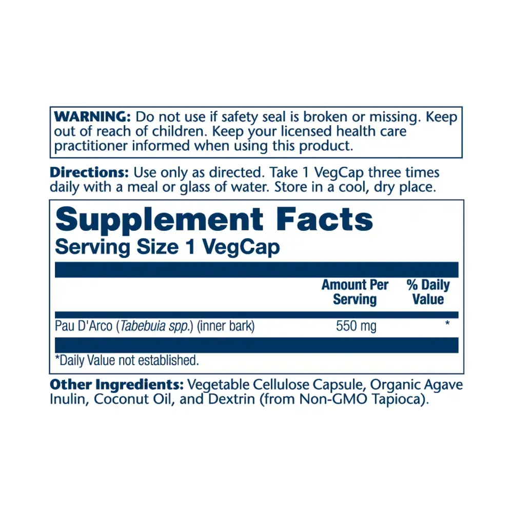 Pau D'Arco Bark 550mg - 100 vcaps