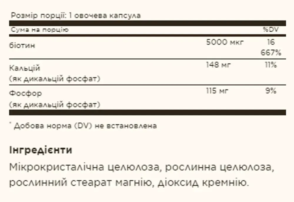 Biotin 5000mcg - 100 vcaps