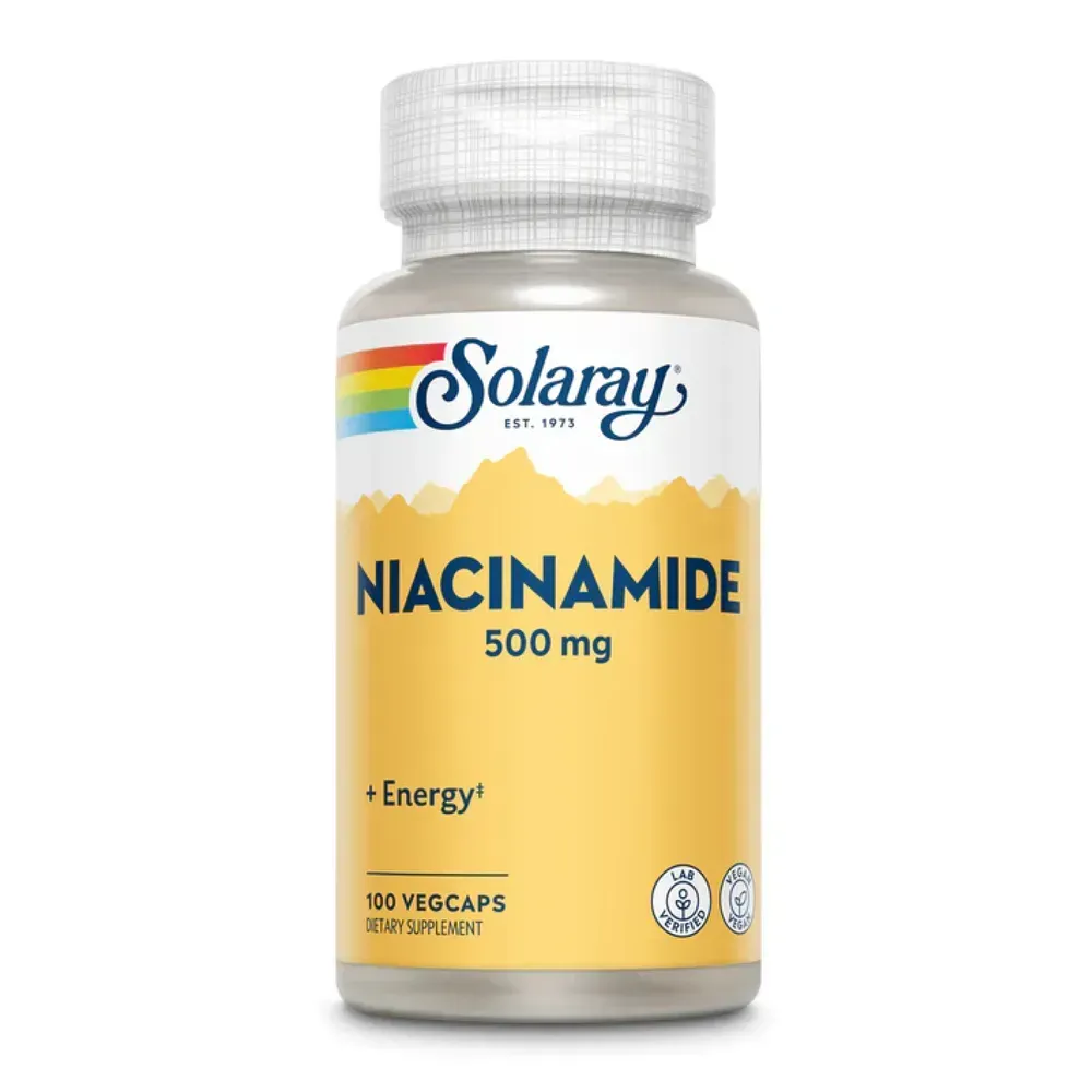Niacinamide, 500 мг, упаковка на 100 рослинних капсул