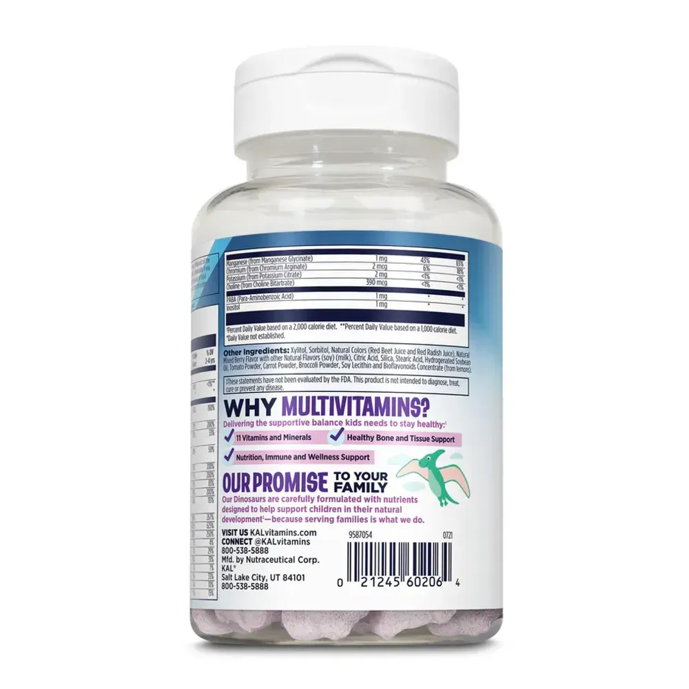 KAL MultiSaurus - 60 chewable Mixed Berry, Ягідний мікс, фото 3