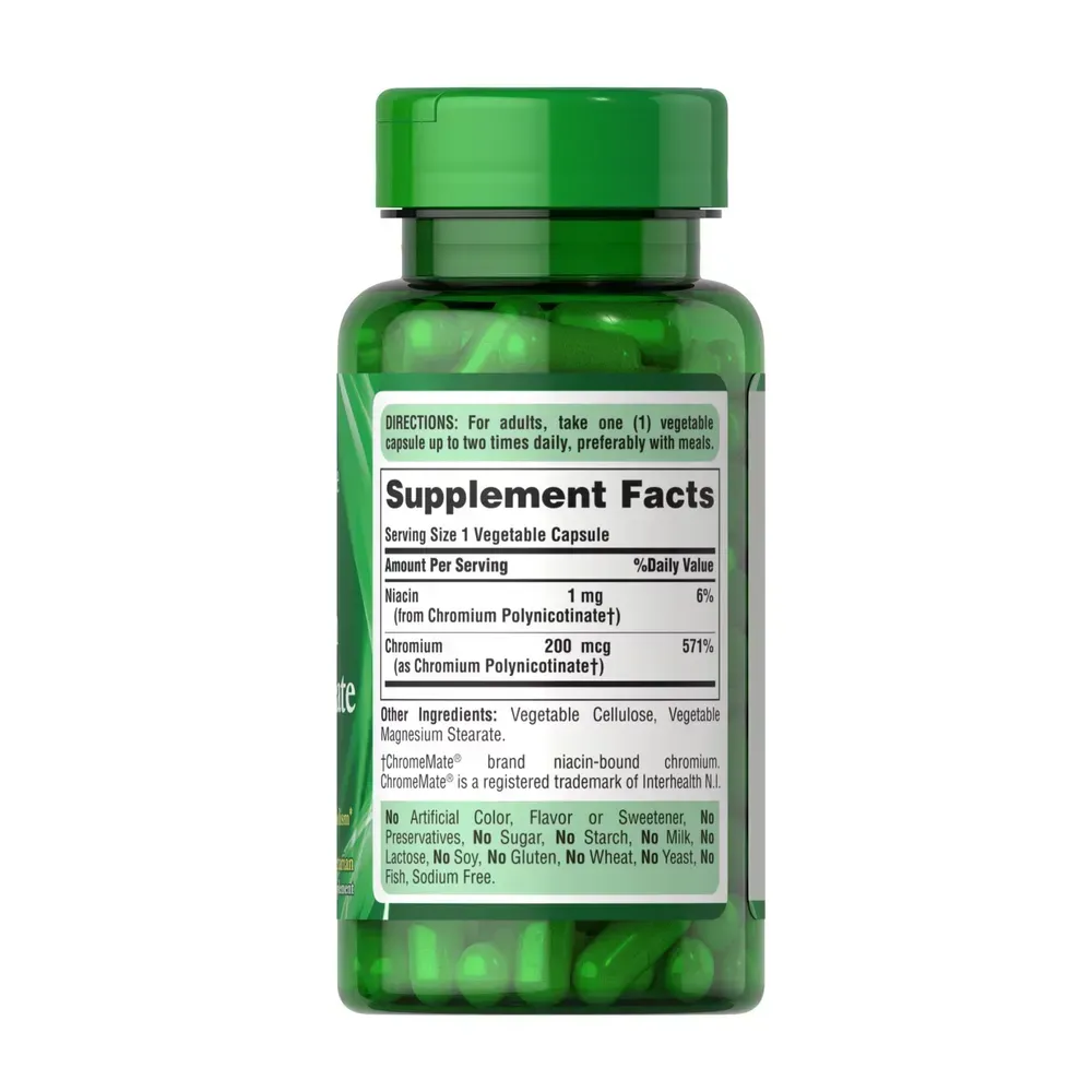 Chromium Polynicotinate 200 mcg Yeast Free - 100 veg caps