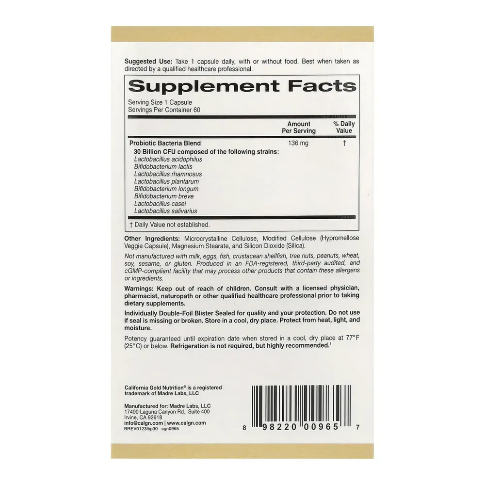 LactoBif 30 Probiotics - 60 veg caps