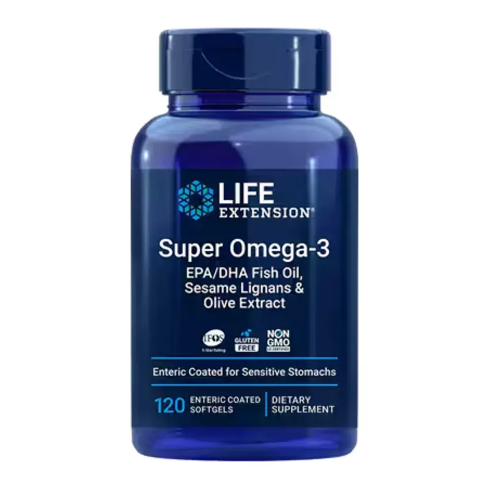 Life Extension Super Omega-3 EPA/DHA Fish Oil, Sesame Lignans & Olive Extract - 120 Enteric coated softgels