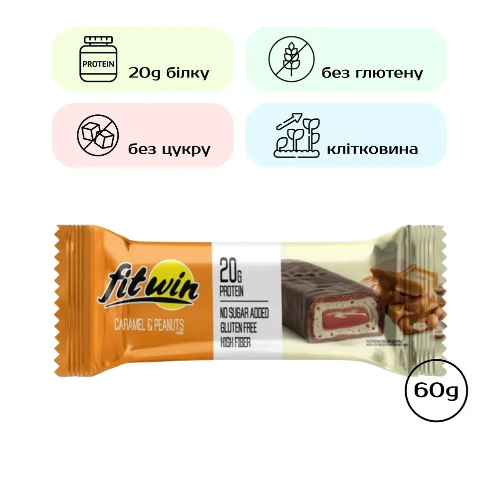 FitWin - 60g Caramel Peanuts (Поштучно)